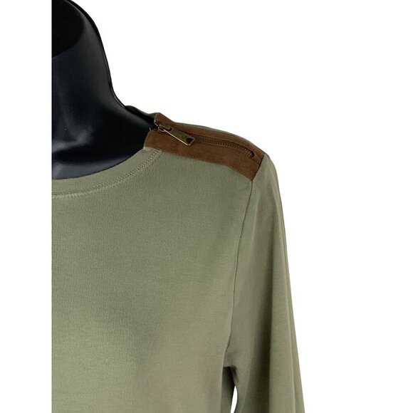 Lauren Ralph Lauren patch elbows  men’s cotton top armygreen long sleeves unisex - Picture 3 of 6